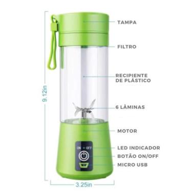 Imagem de Mini Mixer Liquidificador Portátil Recarregável 6 Lâminas - Knup