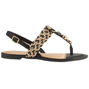 Imagem de Sandália Feminina Rasteira Casual Dia a Dia Passeio com Pedrarias Conforto Dakota Y7991