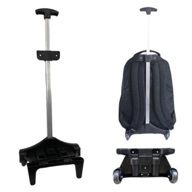Imagem de Carrinho De Rodinha mochila Escolar Juvenil Preto 1 Haste Mochilas de 