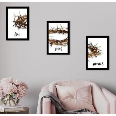 Imagem de Kit Quadros Decorativos de Parede Sala Quarto Abstrato Frases 20x30cm 