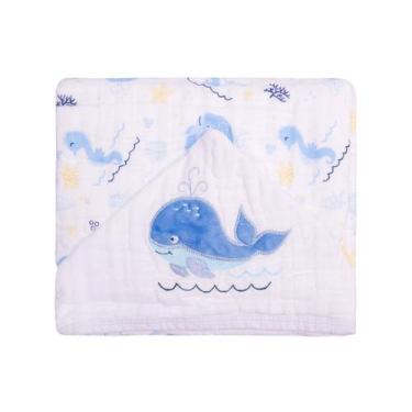 Imagem de Toalha Fralda De Banho 3 Camadas Tecido Soft Infantil Bebe Com Capuz B