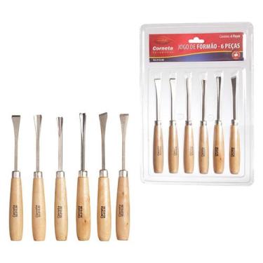 Imagem de Kit Jogo de Formão Cortar Entalhar Esculpir Madeira Artesanato - 6 uni
