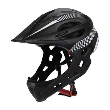 Imagem de Aymzbd Capacete de Bicicleta Infantil, Capacete Facial Completo Ajustável, Portátil, Capacete de Bicicleta para Crianças, Skate, Escalada, preto branco