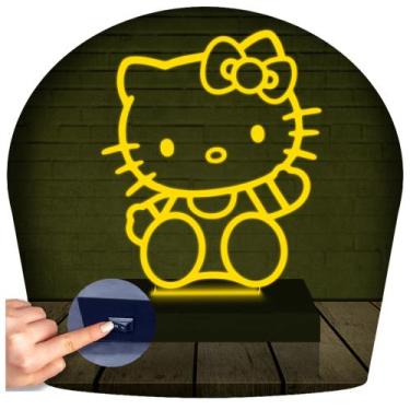 Imagem de Luminária Led 3d  Hello Kitty  Abajur - 3D Fantasy, Amarelo, Bivolt