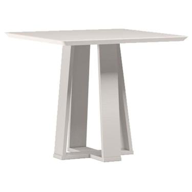 Imagem de Mesa De Jantar 90x90 Cm Valência Com Vidro Off White - New Ceval