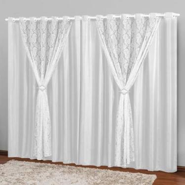 Imagem de Cortina Grande Sala e Quarto 3,00X2,50 Branca Marrocos - Casa Império