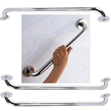 Imagem de Alça Barra Apoio 70cm Inox Kit 3 Uni Gestante Banheiro Anti Queda Idos