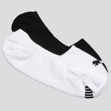 Imagem de Kit Meia Puma Invisível 2 Pares Feminina Branca e Preta, 34-39