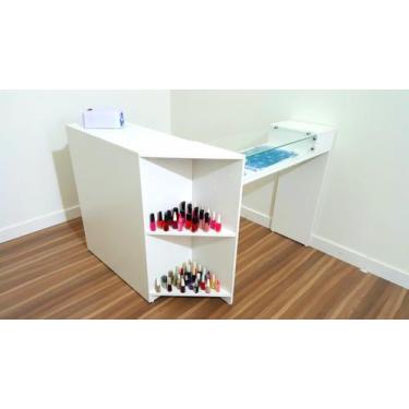 Imagem de Mesa em L para Manicure  Design Funcional e Elegante - Sr fábrica de m