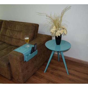 Imagem de Mesa Lateral Tampo Laqueado Para Sala Tampo 40 cm Tripé Pés Palito - l