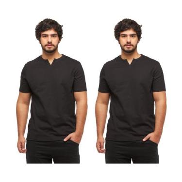 Imagem de Kit com 02 camisetas basica gola portuguesa - c3 - Wooks, Preto, P