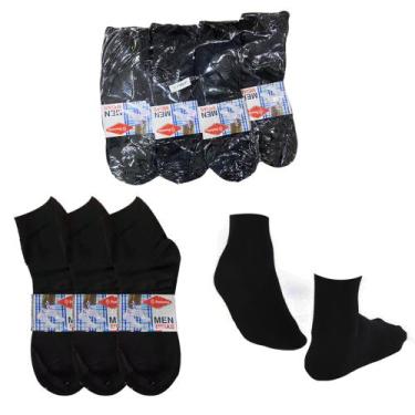 Imagem de Kit 10 Meia Cano Alto Unissex Preta Inverno Algodão Sport