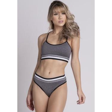 Imagem de Conjunto Lingerie Qualidade Com Elastico Mescla - WLS Modas, Preto, G,