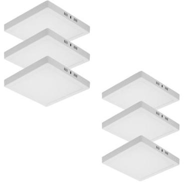 Imagem de Kit 6 Painel Plafon Luminária Led Quadrado Sobrepor 12w Bivolt - Tasch