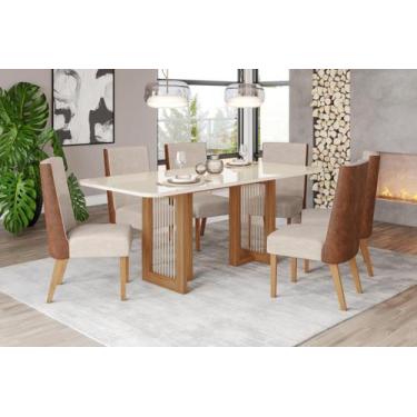 Imagem de Mesa de Jantar Yara 200 C. Vidro 6 Cad. Anne Caramelo/Linho - Henn - L