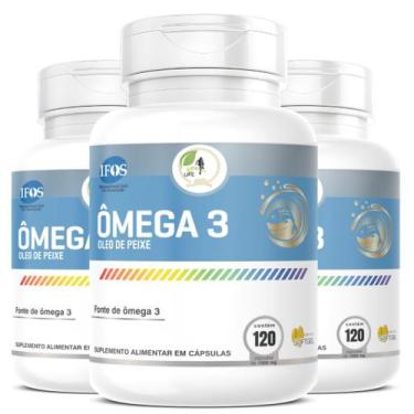 Imagem de KIT C/3 Ômega 3 EPA DHA Premium 120 Cápsulas SoftGel - Fits Life - Uni