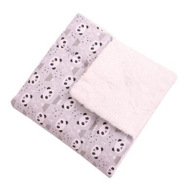 Imagem de Manta com Sherpa Dupla Face para Bebê Panda Cinza 01 Peça - Amora Baby