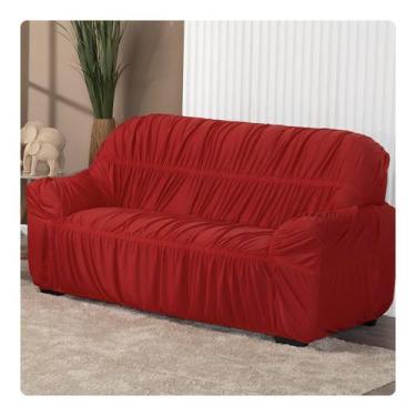 Imagem de Capa De Sofá Elasticada Malha 3 Lugares Avulsa Vermelho - Shop Casa No
