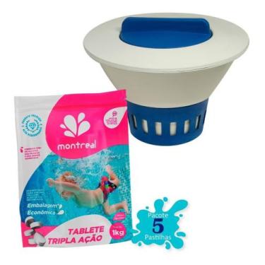 Imagem de Refil 5 Pastilha De Cloro 200g Piscina + Clorador Margarida - Sempre +