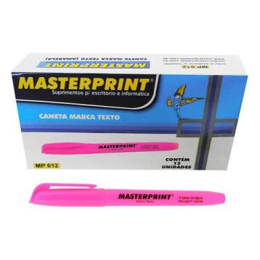 Imagem de Caneta Marca Texto Rosa com Ponta Chanfrada Masterprint MP612 Pincel M