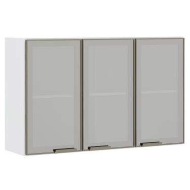 Imagem de Armário Aéreo 120cm 3 Portas Em Inox E Vidro Reflecta Prata