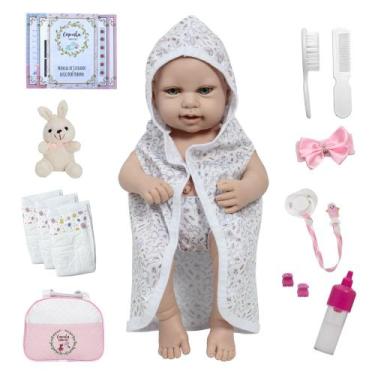 Imagem de Boneca Reborn Princesa Fofinha Roupão Coelhinho Pelúcia - Cegonha Rebo