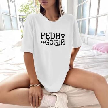 Imagem de Camisa Camiseta Feminina Estampada Pedagogia 100% Algodão Fio 30.1 Pen