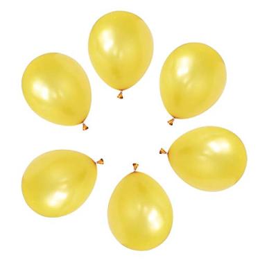 Imagem de YINCHI 100 peças de balões de látex dourados metálicos de 30,5 cm, grandes, grossos, redondos, brilhantes, perolados, cor dourada, biodegradável, granel, gás hélio ou inflados a ar, para festas de