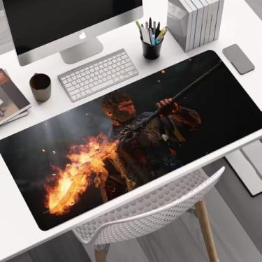 Imagem de Black Myth Wukong Game Mouse Pad - Mouse pad grande antiderrapante para jogos com bordas costuradas, tapete de mesa para laptop, computador e PC - almofada de pulso para jogadores, escritório e casa -