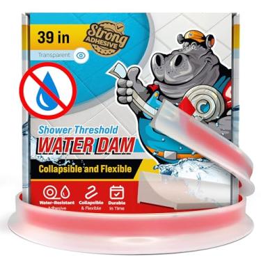 Imagem de Barreira de barragem de água de limite de chuveiro 99 cm - bloqueador de água de chuveiro dobrável transparente - protetor para box de caminhada - tampa de proteção de água para piso - bloqueador de
