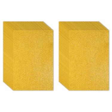 Imagem de PATIKIL Folha de espuma EVA brilhante amarela com glitter, 28 x 20 cm, 2 mm de espessura, feltro de glitter EVA brilhante para projetos de artesanato, 20 peças