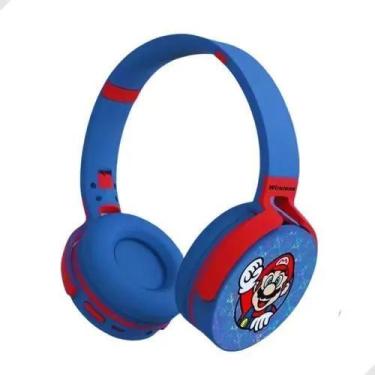 Imagem de Fone De Ouvido Infantil Menino Menina Super Mário Bros Sem Fio Bluetoo