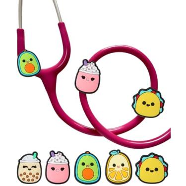 Imagem de Plifal Etiqueta de pingentes de estetoscópio para enfermeira - 5 peças linda etiqueta de pingente de estetoscópio Boba acessório personalizado adequado para MDF Littmann vários estilos, presente para