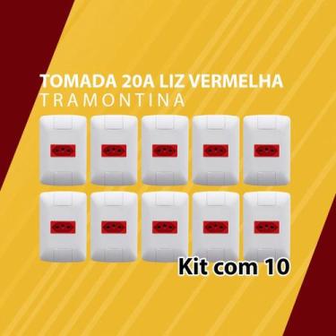 Imagem de Kit com 10 tomada 20a liz vermelha tramontina