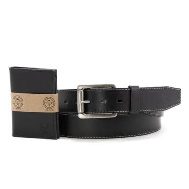 Imagem de Kit Cinto Em Couro  + Porta Cartão Masculino De Couro - Use Young, Pre
