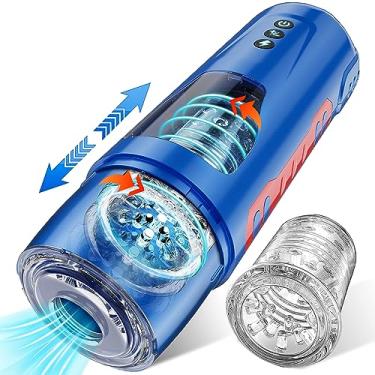 Imagem de AKSOLOK Masturbadores Masculinos Automáticos -7 Modos de Impulso e Rotação Super Silenciosos com Manga 3D Brinquedos Sexuais Masculinos Adultos para Homens (Azul)