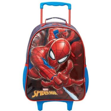 Imagem de Mochila Infantil Escolar C/ Rodas 18l Homem Aranha Cor Azul - Xeryu s