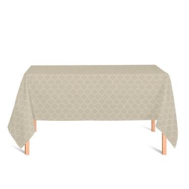 Imagem de Toalha de Mesa Retangular em Tecido Jacquard Bege Geométrico Tradicion