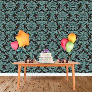 Imagem de Painel Retangular em Jacquard Marrom e Turquesa Medalhão - Jacquard Tr