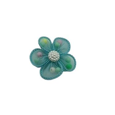 Imagem de Aplique flor organza com bolinhas coloridas - Comercial Apetrechos, Ve