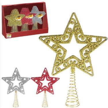 Imagem de Estrela de Natal Para Arvore Dourada e Prata - Zein, Prata