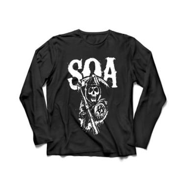 Imagem de Camiseta Manga Longa Masculina Sons Of Anarchy 2 - Ultrav Store, Preto