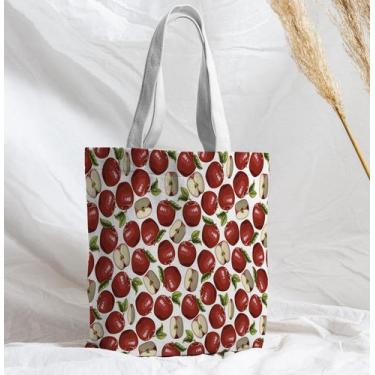 Imagem de Bolsa Sacola Artesanal de Tecido Maças - CoreDecore