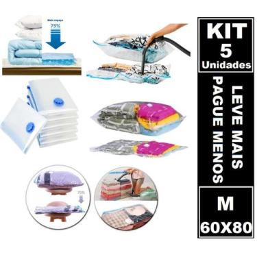 Imagem de 5 Saco a Vácuo Grande Guardar Roupa Edredom Cobertor 60x80cm - Western