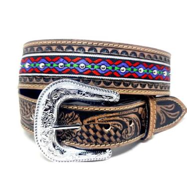 Imagem de R-785 - cinto country couro com detalhes 3d - RANGER, 75, Tabaco
