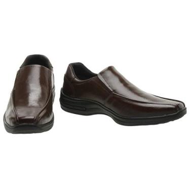 Imagem de Sapato Social Masculino Comfort Couro Bico Quadrado Ortopédico Macio C
