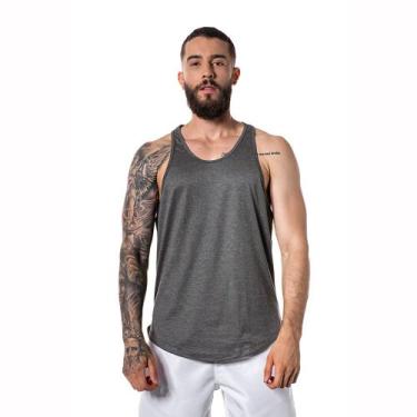 Imagem de Camiseta Regata Masculina Cavada Oversized Longline Chumbo - CHIELLA, 