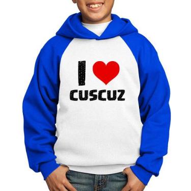Imagem de Moletom Infantil I love cuscuz - Foca na Moda, Branco, Azul, 8