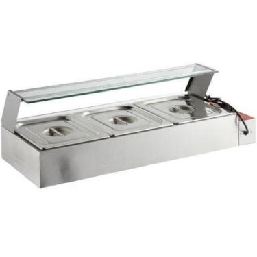 Imagem de Rechaud Aquecido de Bancada 3 cubas 1/2 eletrico ZPBFC03 - Zepper, 110