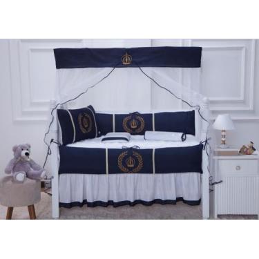 Imagem de Kit Berço Americano Completo Coroa Marinho lateral Menino - 9 Peças - 